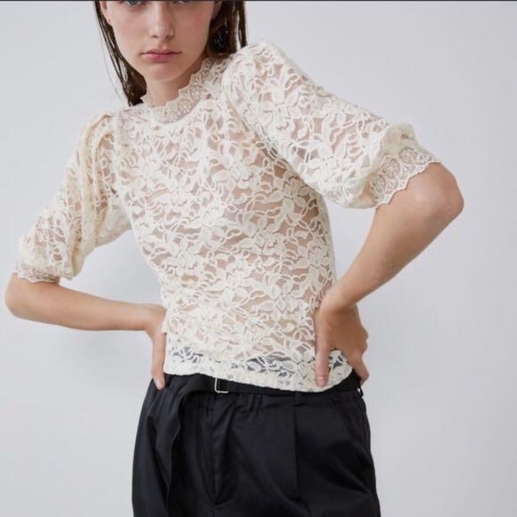 Zara High Neck Victorian Lace Blouse - Picture 3 of 4